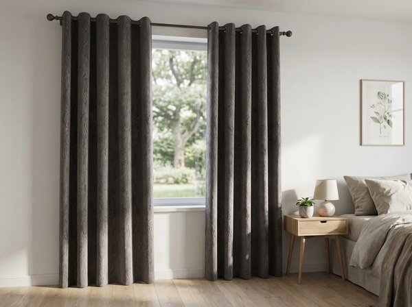 Zatemnitvena zavesa DUNES VELVET 140x250 cm, temno siva Za obesiti: Kovinski obročki