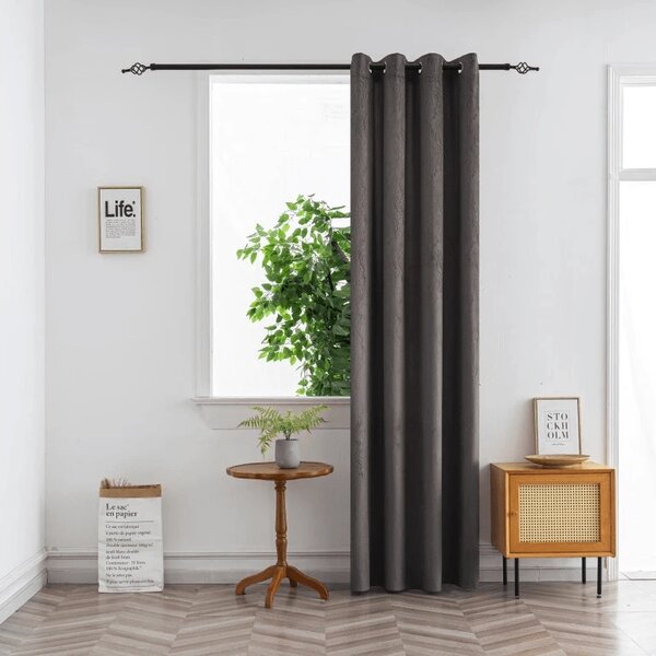 Zatemnitvena zavesa DUNES VELVET 140x250 cm, temno siva Za obesiti: Kovinski obročki