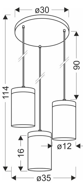 Črna/naravna viseča svetilka s steklenim senčnikom ø 12 cm Wels – Candellux Lighting