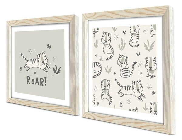 Otroške slike v kompletu 2 ks 33x33 cm Roar – Wallity