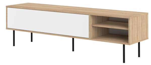 Bela/naravna TV omarica v hrastovem dekorju 165x40 cm Ampère – TemaHome