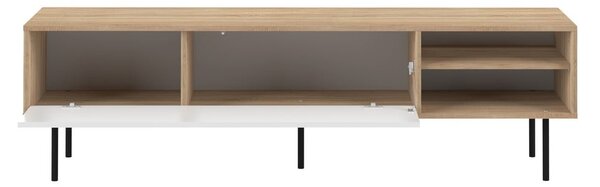 Bela/naravna TV omarica v hrastovem dekorju 165x40 cm Ampère – TemaHome