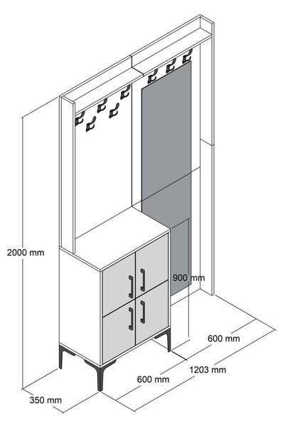 Beli predsobni komplet Berlin - Kalune Design