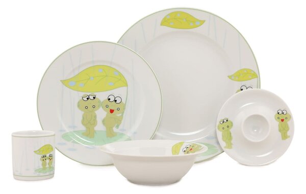 5-delni otroški jedilni set iz porcelana Kütahya Porselen Frogs