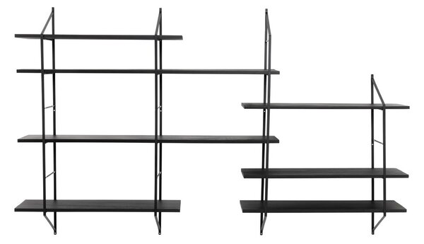 Črna večnivojska polica iz masivne pavlonije 196 cm Belfast – Actona