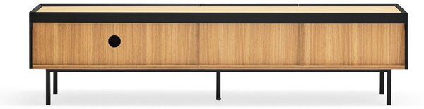 Črna TV omarica v hrastovem dekorju 180x45 cm Arista – Teulat