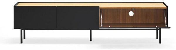 Črna TV omarica v hrastovem dekorju 180x45 cm Arista – Teulat