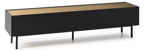 Črna TV omarica v hrastovem dekorju 180x45 cm Arista – Teulat
