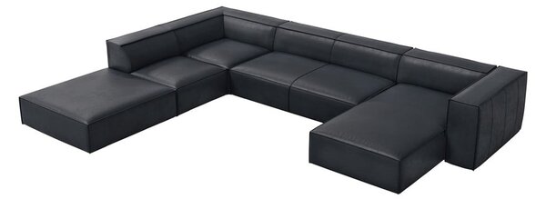 Temno modra usnjena kotna sedežna garnitura (levi kot) Madame – Windsor & Co Sofas