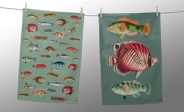 Kuhinjske krpe v kompletu 2 ks 47x65 cm Fish in the Ocean – Really Nice Things