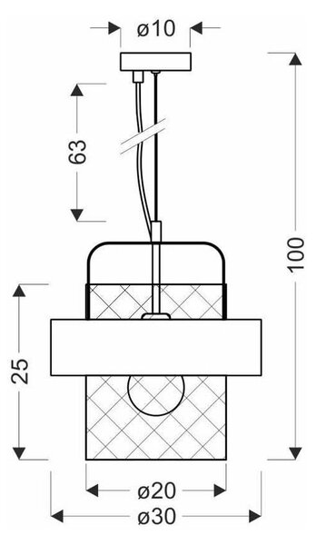 Kovinska viseča svetilka v črno-medeni barvi ø 30 cm Fiba - Candellux Lighting