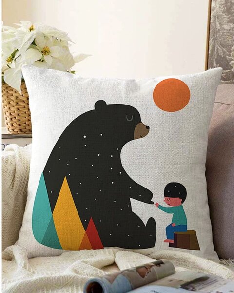 Prevleka za vzglavnik iz mešanice bombaža Minimalist Cushion Covers Bear, 55 x 55 cm