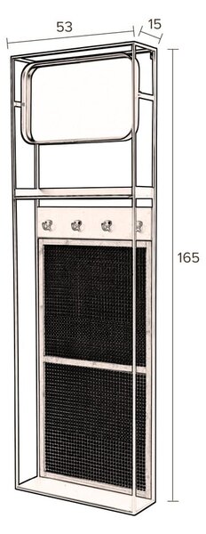 Stensko ogledalo s polico in obešalniki 53x165 cm Langres – Dutchbone