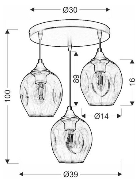 Črna viseča svetilka s steklenim senčnikom Aspa - Candellux Lighting