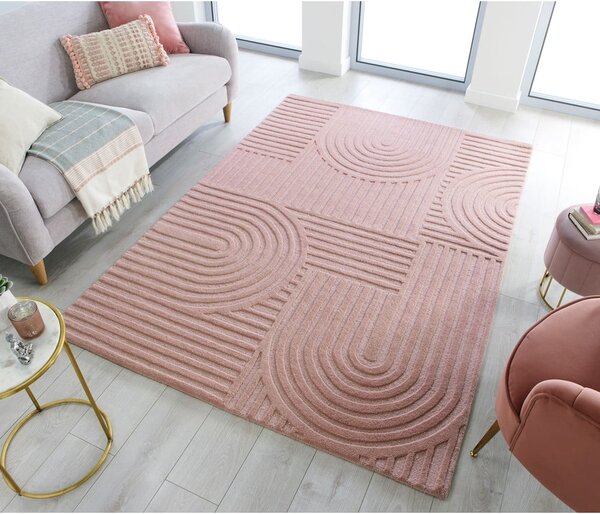 Rožnata volnena preproga Flair Rugs Zen Garden, 120 x 170 cm