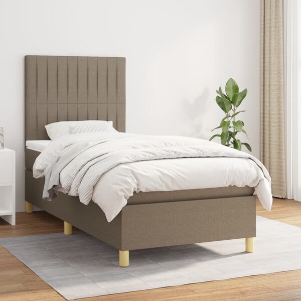 VidaXL Box spring postelja z vzmetnico taupe 80x200 cm blago