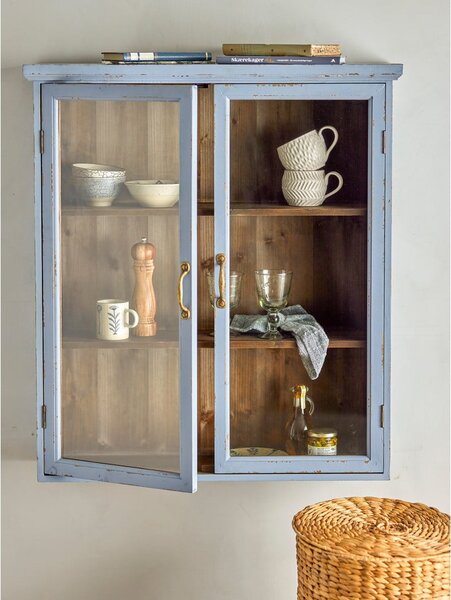 Modra stenska vitrina iz masivne jelke 81x91 cm Hazem – Bloomingville