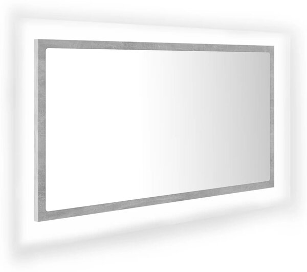 VidaXL LED kopalniško ogledalo betonsko sivo 80x8,5x37 cm akril