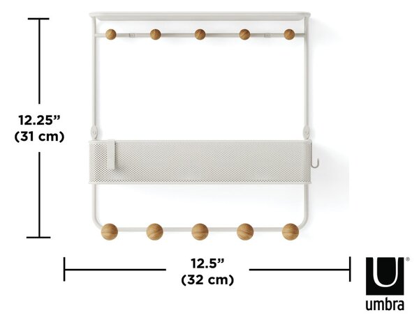 Beli kovinski stenski obešalnik s polico Estique - Umbra