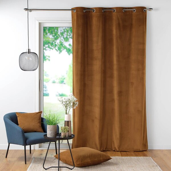 Rjava zavesa iz rebrastega žameta 140x260 cm Casual – douceur d'intérieur