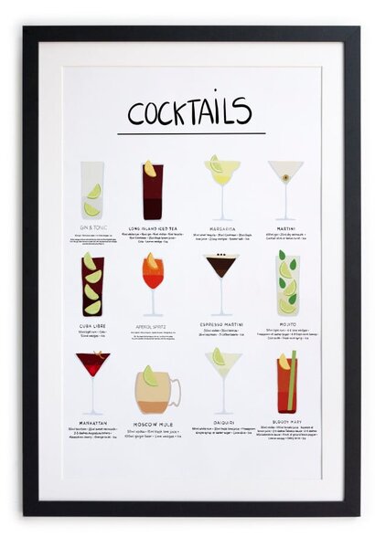 Plakat v okvirju Really Nice Things Cocktail, 65 x 45 cm