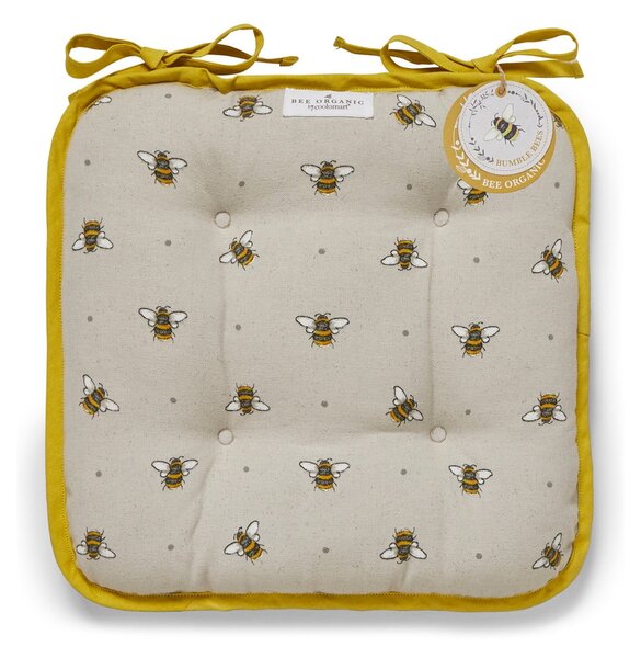 Bež-rumena bombažna sedežna blazina Cooksmart ® Bumble Bees