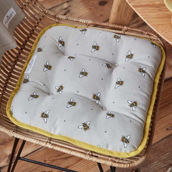 Bež-rumena bombažna sedežna blazina Cooksmart ® Bumble Bees
