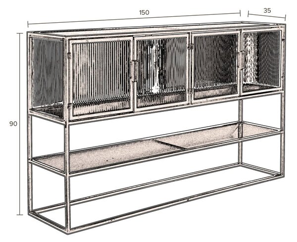 Črna kovinska vitrina 150x90 cm Boli – Dutchbone