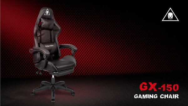 Nastavljiv oblazinjen igralni računalniški stol z oporo za noge GX-150 črn