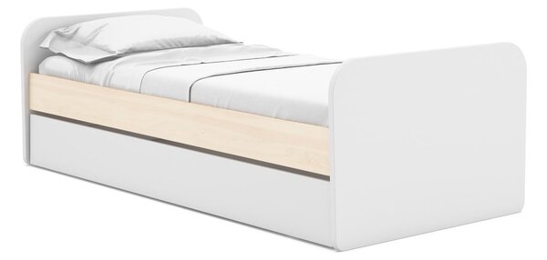 Bela otroška postelja v borovem dekorju z dodatnim ležiščem s prostorom za shranjevanje z letvenim dnom 90x200 cm Esteban – Marckeric