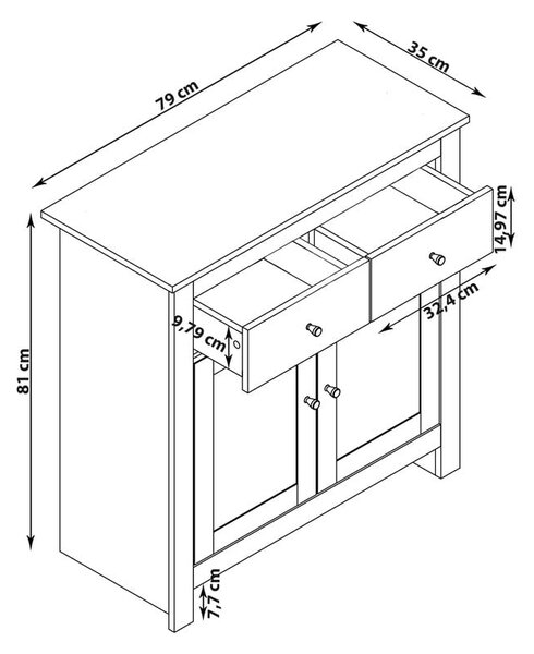 Siva/naravna nizka komoda v hrastovem dekorju 79x81 cm Emerald – Støraa