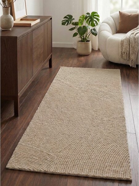 Bež ročno tkan volnen tekač 80x300 cm Calmio – Hanse Home