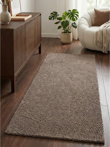 Sivorjav ročno tkan volnen tekač 80x200 cm Calmio – Hanse Home