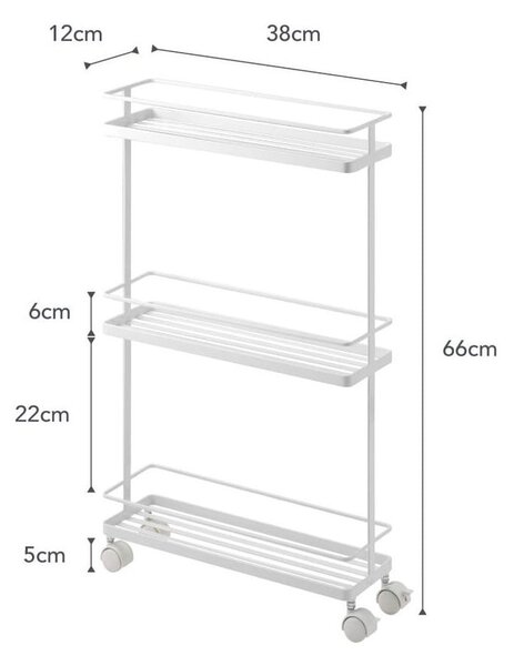 Bel kovinski regal na koleščkih 38x66 cm Tower – YAMAZAKI