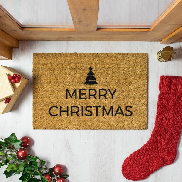 Predpražnik z božičnim motivom iz kokosovih vlaken 40x60 cm Merry Christmas – Artsy Doormats