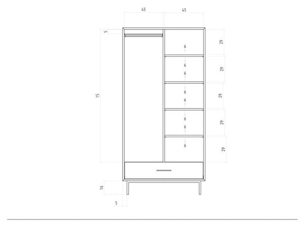 Garderobna omara iz masivnega hrasta 97x196 cm Abies – The Beds