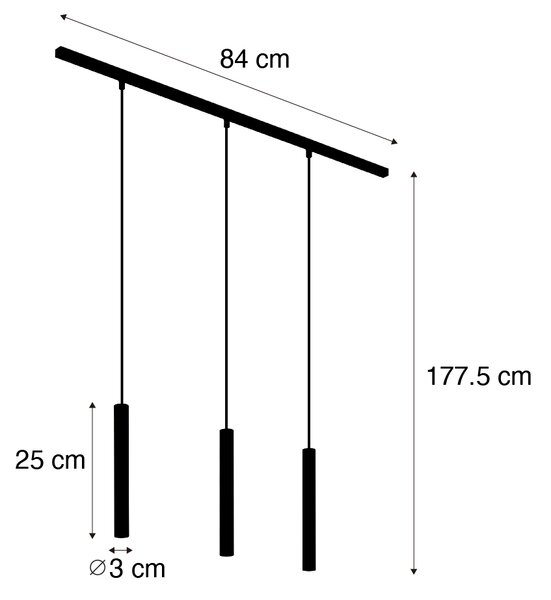 Modern railsysteem met 3 hanglampen brons 1-fase - Slimline Keno