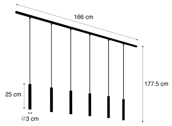 Modern railsysteem met 6 hanglampen brons 1-fase - Slimline Keno