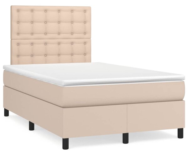 VidaXL Box spring postelja z vzmetnico kapučino 120x200cm umetno usnje