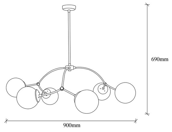 Bela/črna viseča svetilka s steklenim senčilom ø 90 cm Kromozom – Opviq lights