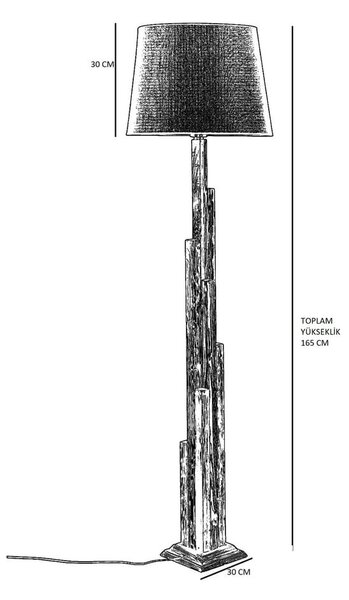 Črna/rjava stoječa svetilka s tekstilnim senčilom (višina 165 cm) Kule – Opviq lights