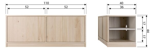 Modularna TV omarica v hrastovem dekorju v naravni barvi 110x44 cm Modulair – vtwonen