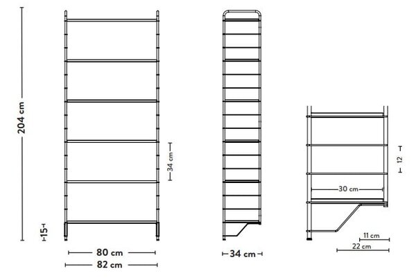 Črn sistem modularnih polic 163x204 cm Dakota – Tenzo