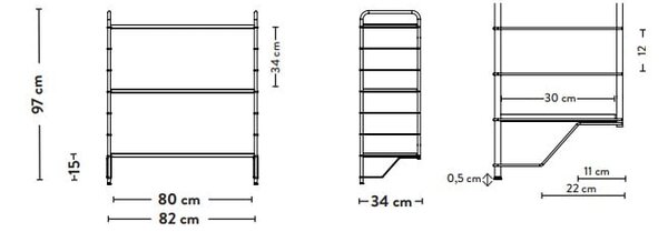 Črn sistem modularnih polic 244x204 cm Dakota – Tenzo