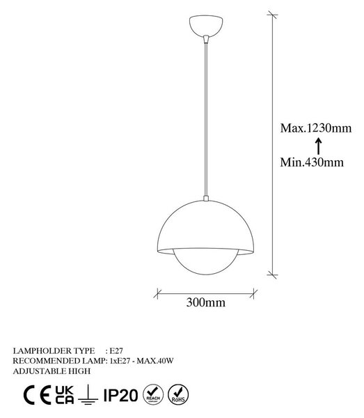 Viseča svetilka v zlati barvi s steklenim senčilom ø 20 cm Camgoz – Opviq lights