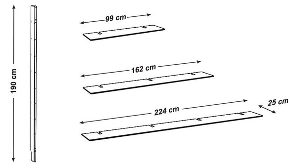 Črn sistem modularnih polic 224x190 cm Bridge – Tenzo