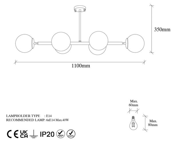 Bela/v zlati barvi stropna svetilka s steklenim senčilom 40x110 cm Fazli – Opviq lights