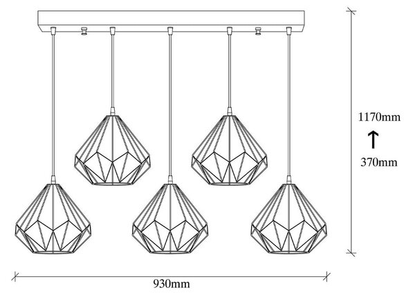 Črna viseča svetilka s kovinskim senčilom Diamond – Opviq lights