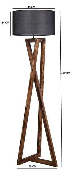Črna/rjava stoječa svetilka s tekstilnim senčilom (višina 149 cm) Maçka – Opviq lights