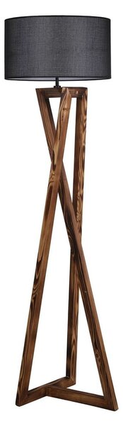 Črna/rjava stoječa svetilka s tekstilnim senčilom (višina 149 cm) Maçka – Opviq lights